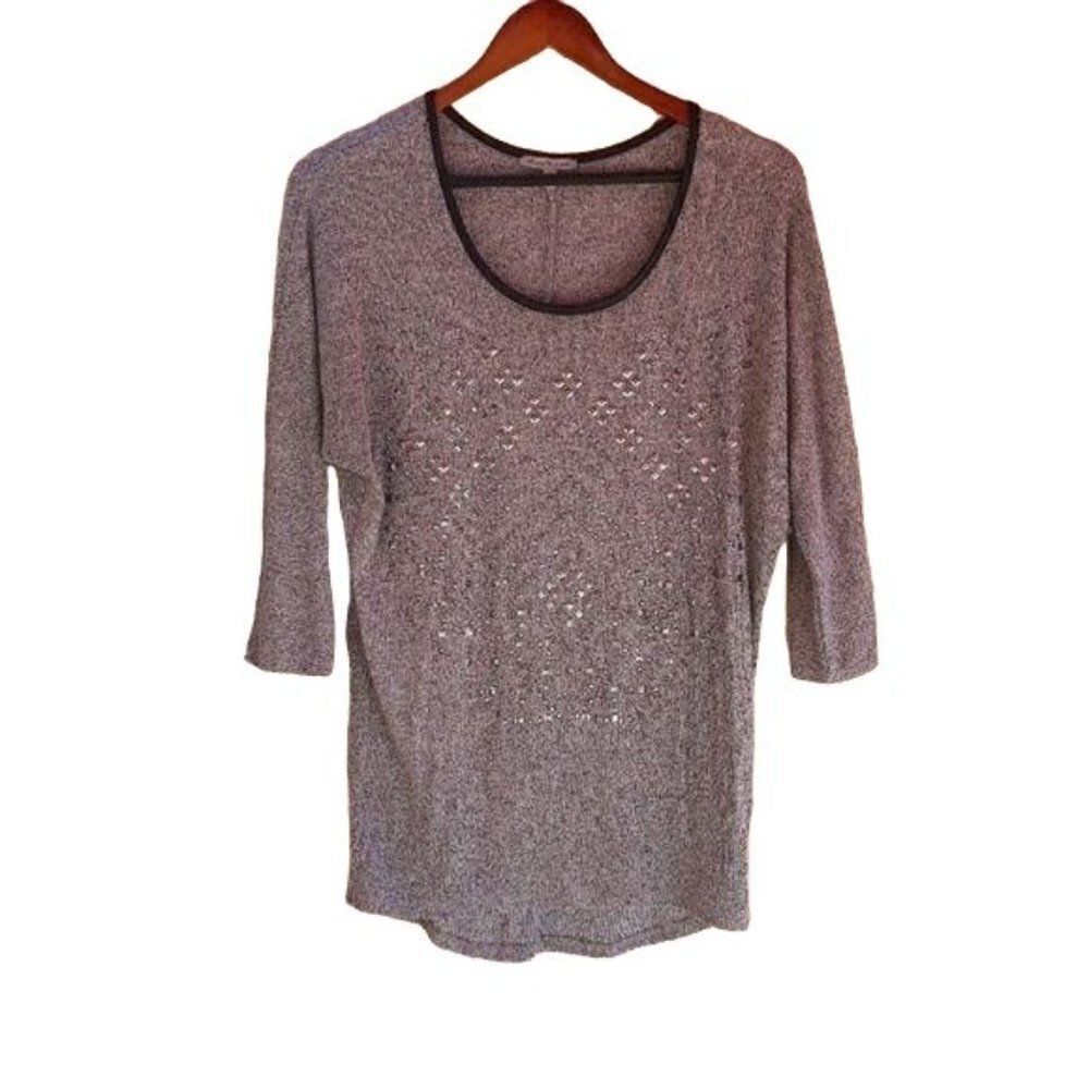 Charlotte Russe Top Tunic Waffle Knit Metallic Silver‎ Studded Renaissance Sz M